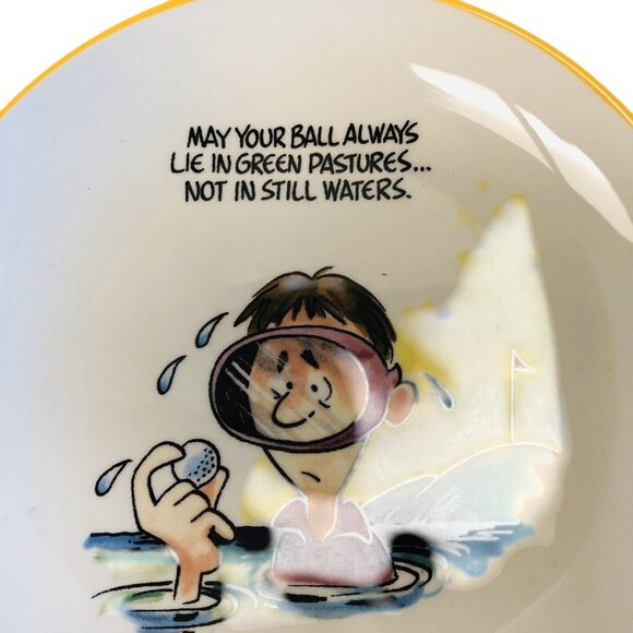 Humorous Golf-Themed Collectible Ceramic Saucers Set Of 4 By Finkstrom - Picture 6 of 11